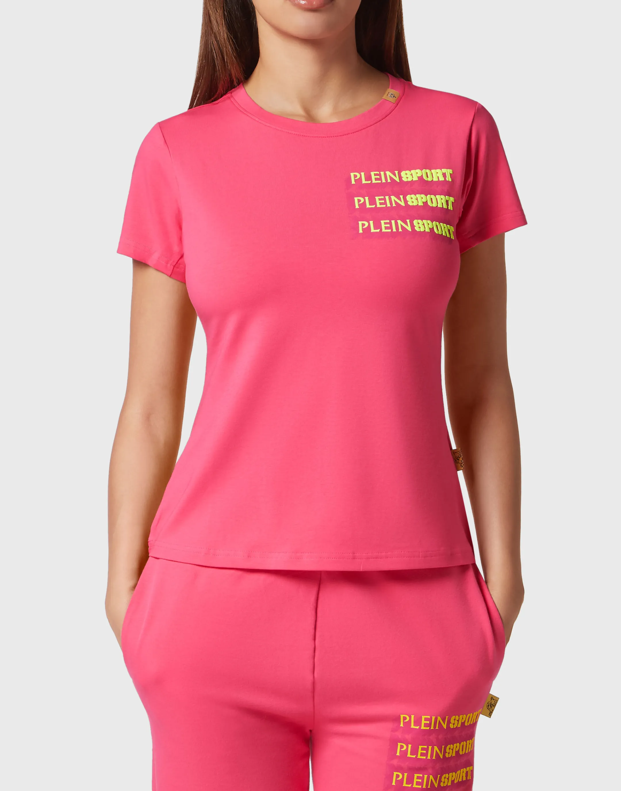 Hot Plein Sport T-Shirt Round Neck Fuxia