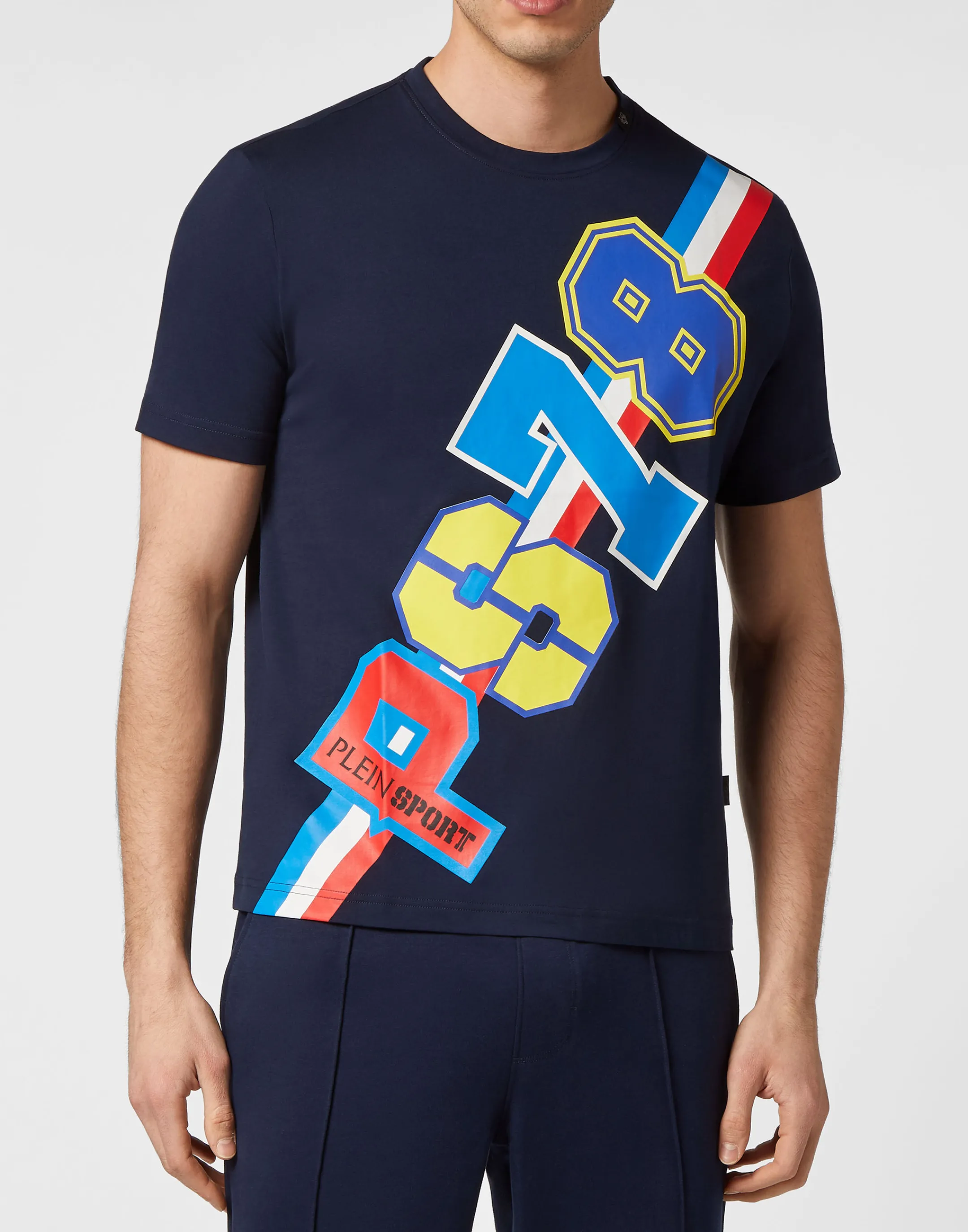 Best Sale Plein Sport T-Shirt Round Neck Navy