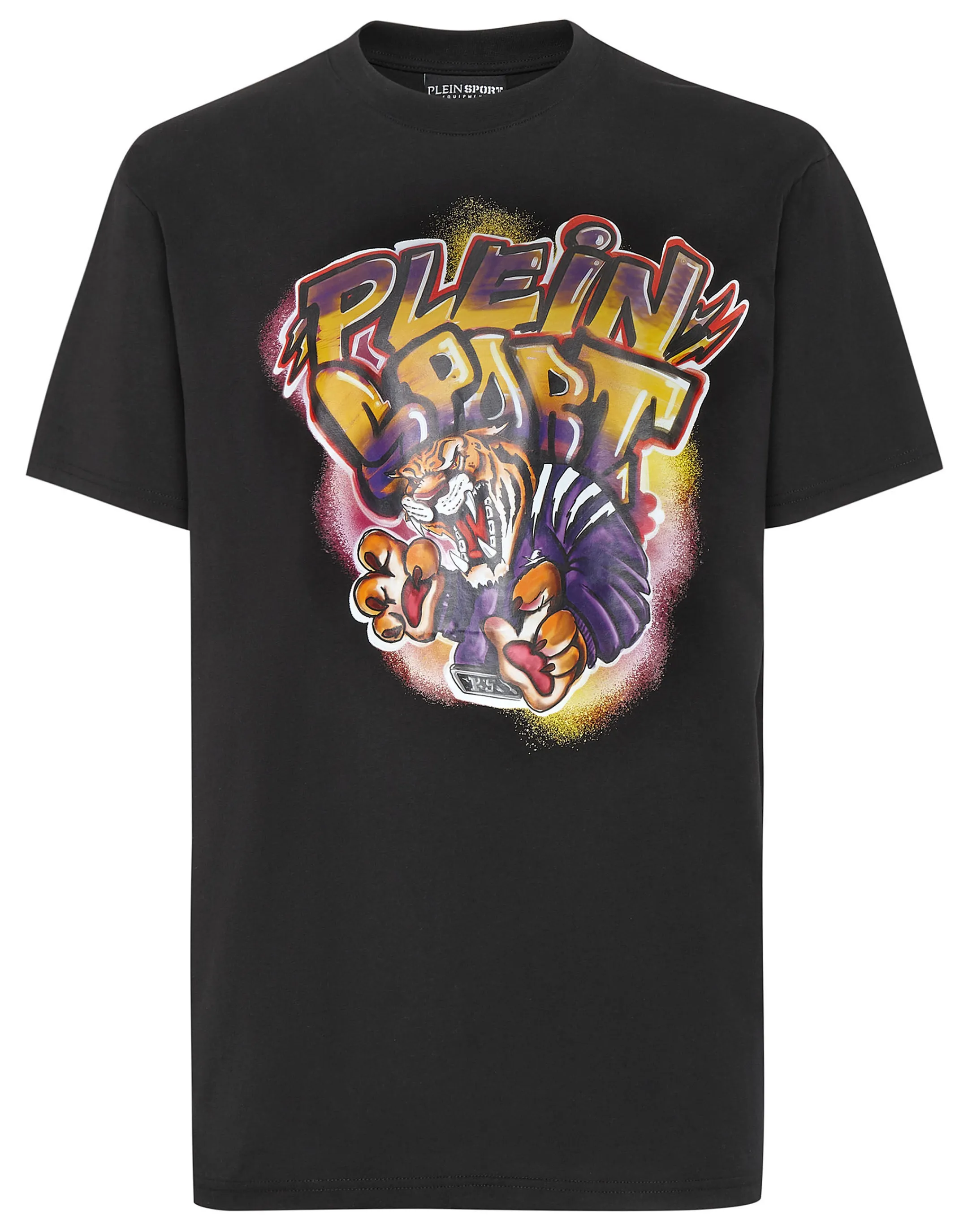 Flash Sale Plein Sport T-Shirt Round Neck Graffiti Tiger Black