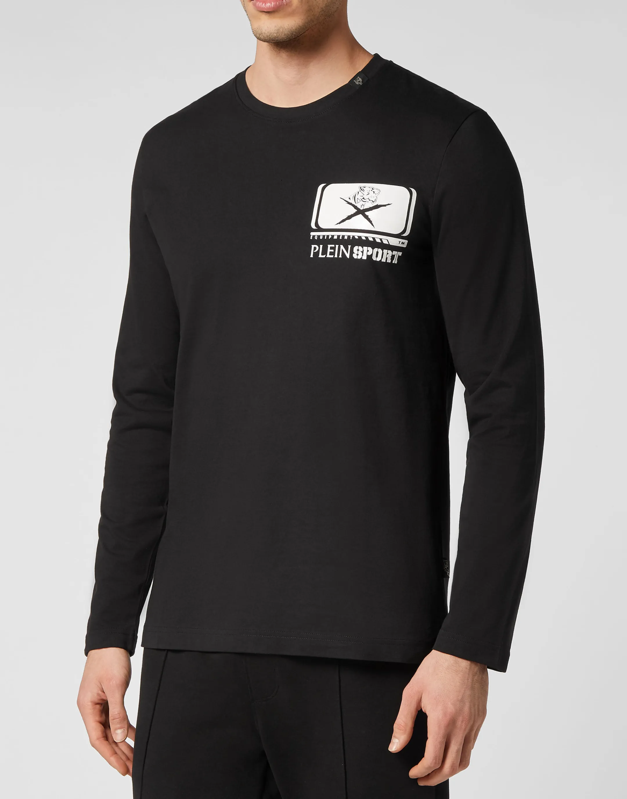 Outlet Plein Sport T-Shirt Round Neck Ls Black / White