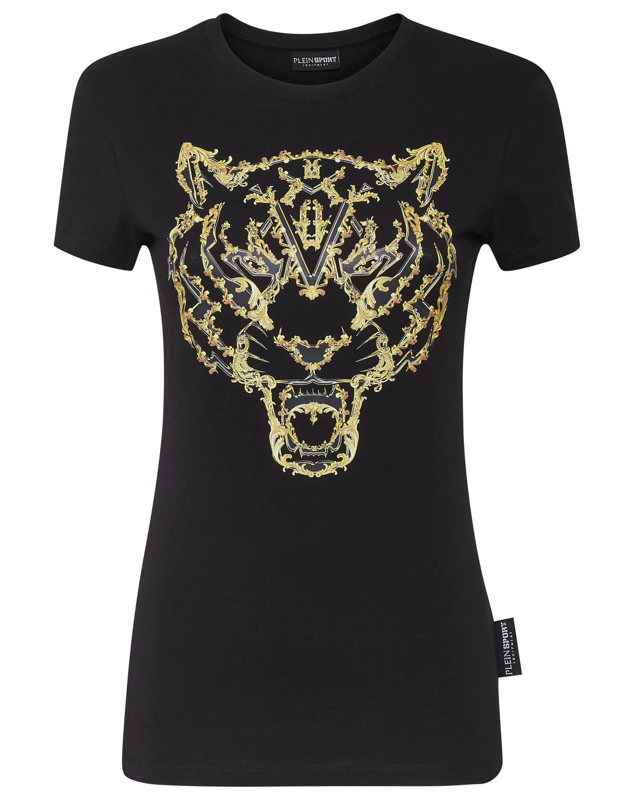 Sale Plein Sport T-Shirt Round Neck Sexy Pure Fit Tiger Black