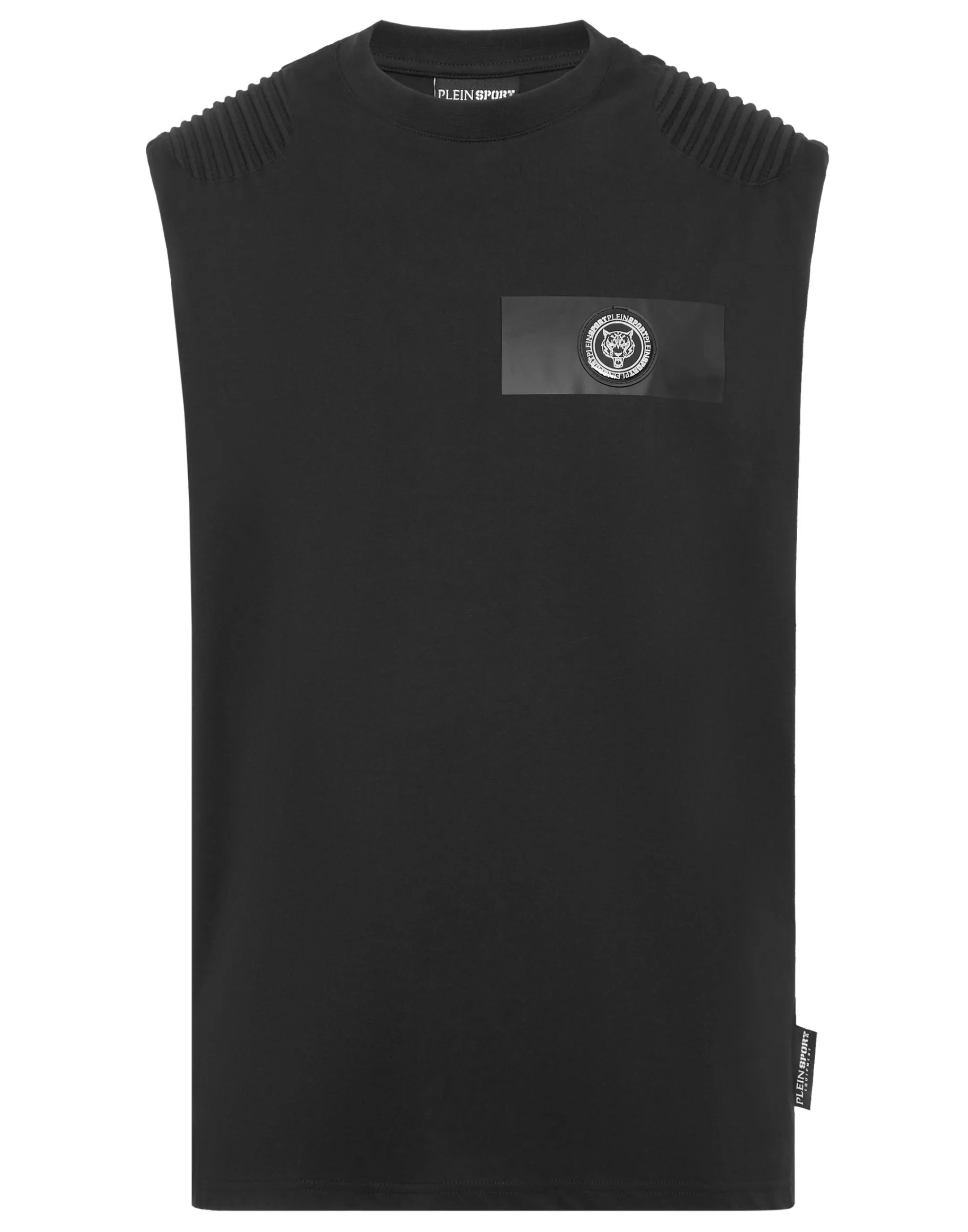 Cheap Plein Sport T-Shirt Round Neck Sleeveless Black