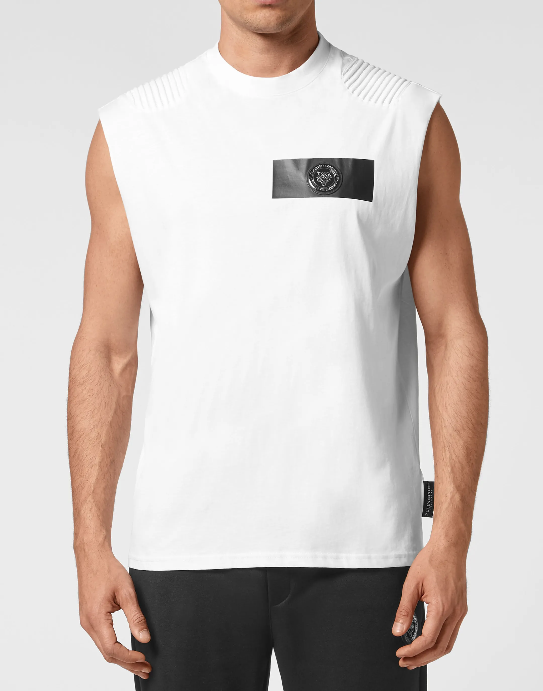 Online Plein Sport T-Shirt Round Neck Sleeveless White