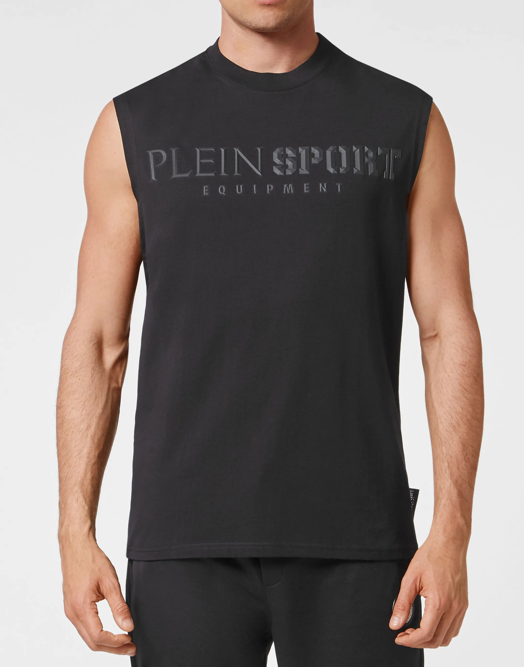 Cheap Plein Sport T-Shirt Round Neck Sleeveless Statement Black