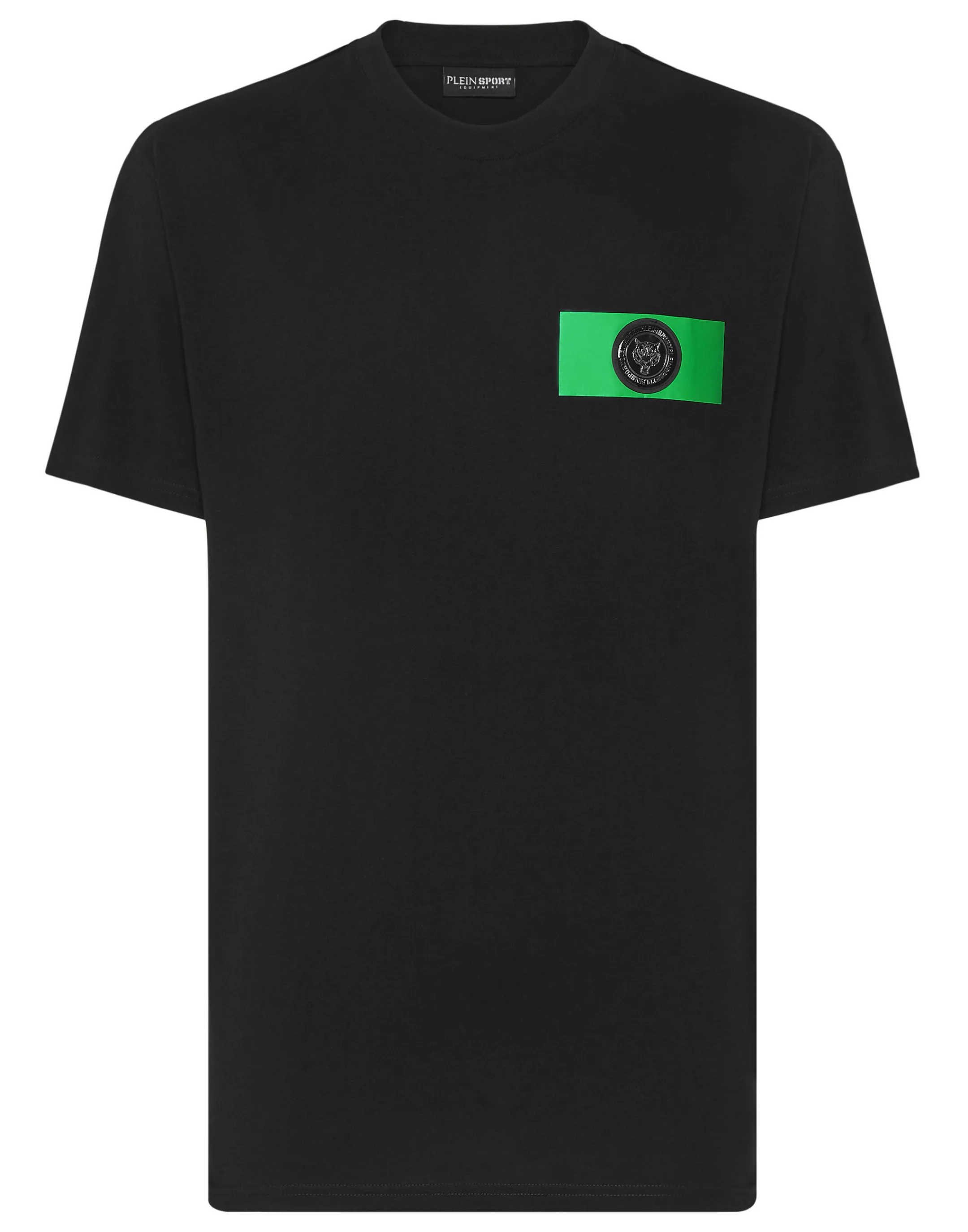 Cheap Plein Sport T-Shirt Round Neck Ss Global Express Edition Black+Green Fluo