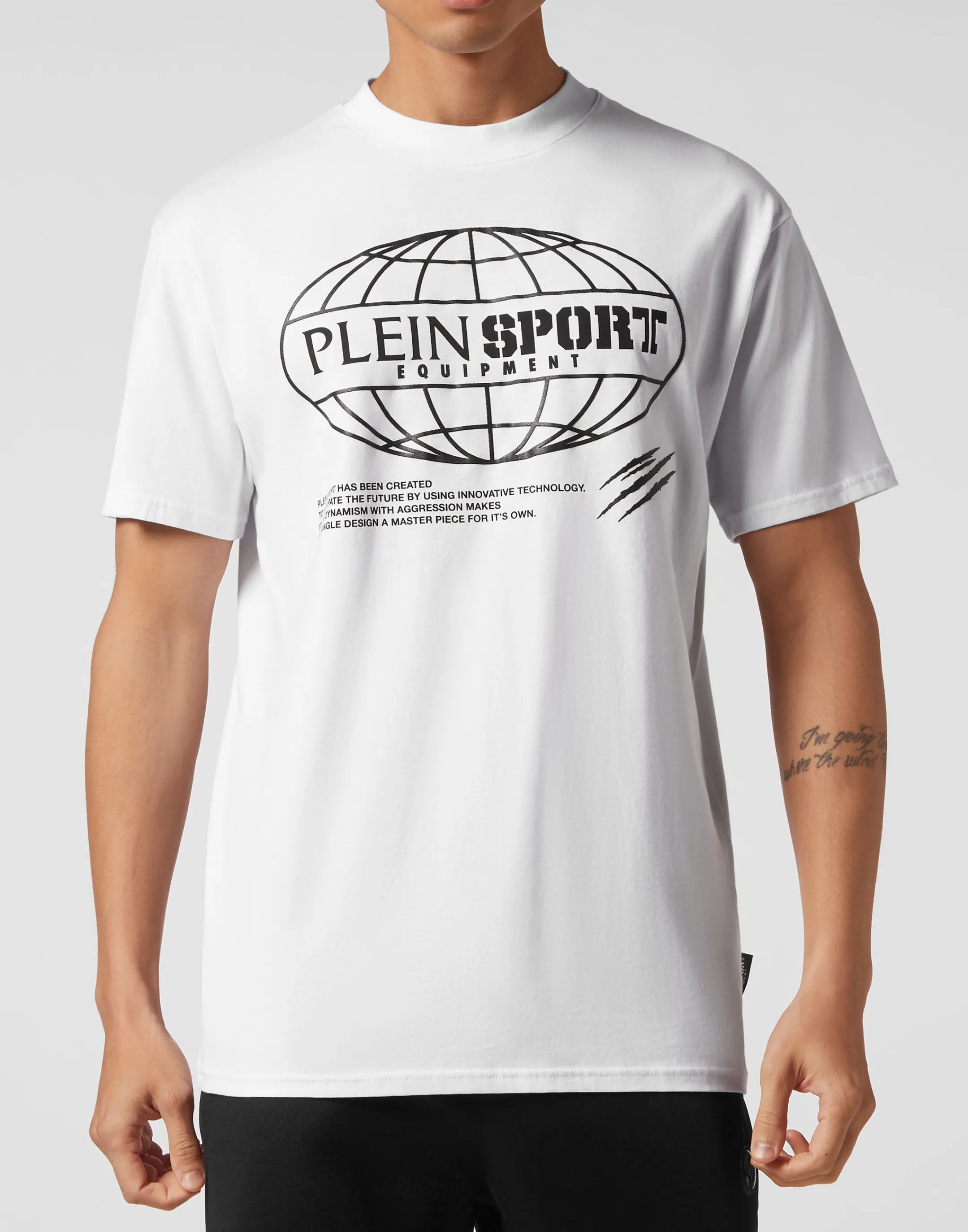 Cheap Plein Sport T-Shirt Round Neck Ss Global Express Edition White