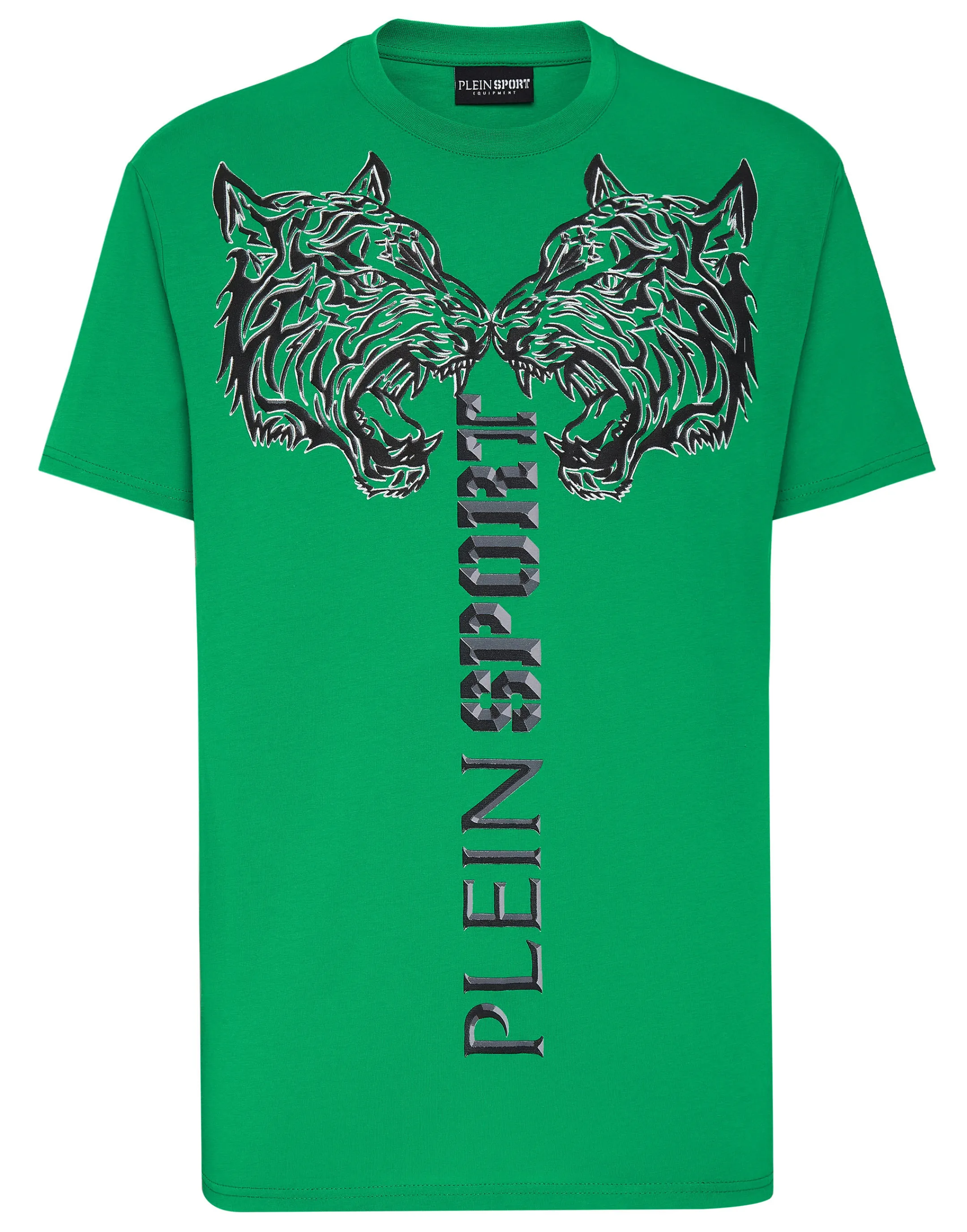 Best Sale Plein Sport T-Shirt Round Neck Ss Tiger Green Fluo