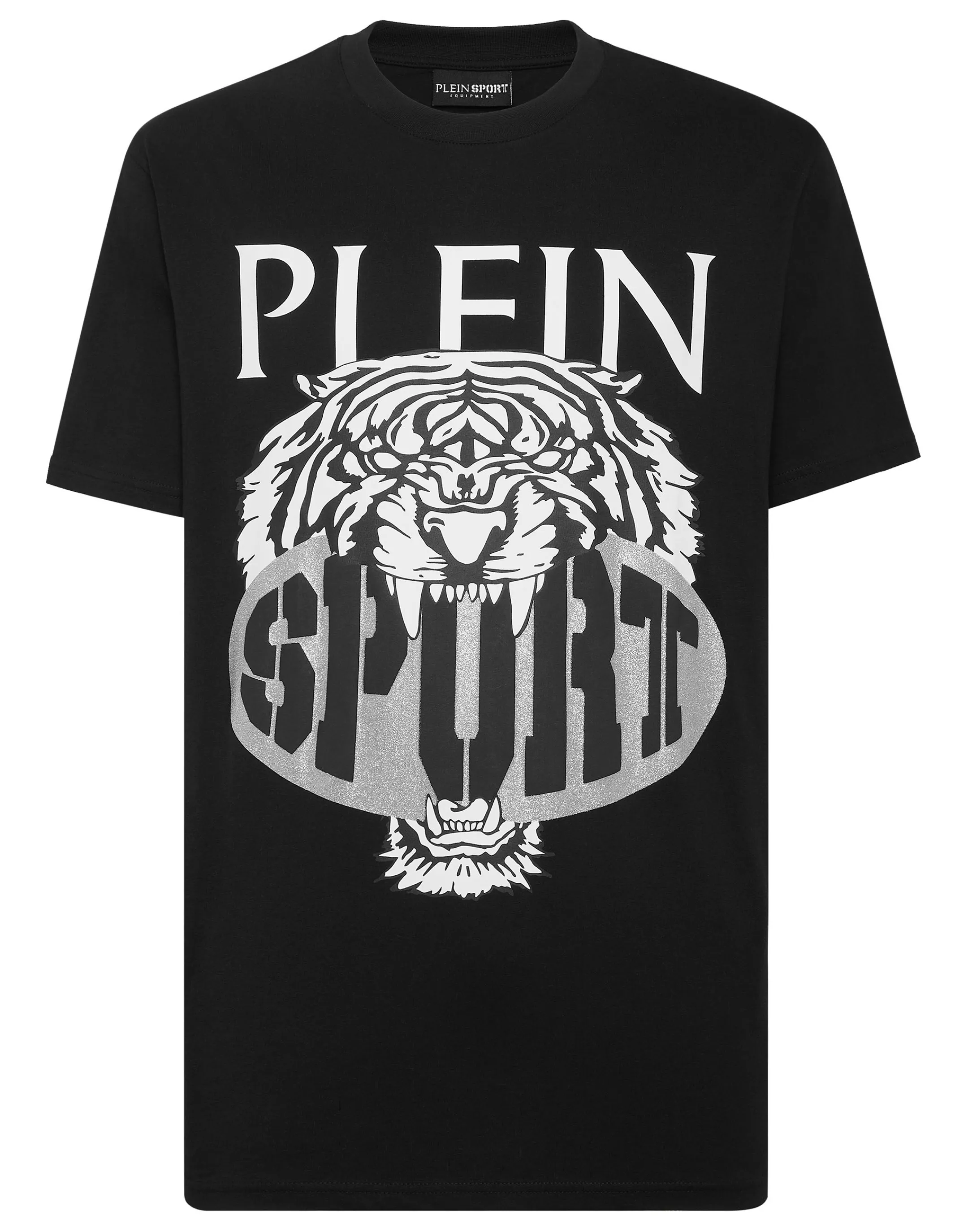 Sale Plein Sport T-Shirt Round Neck Ss Tiger Black / White