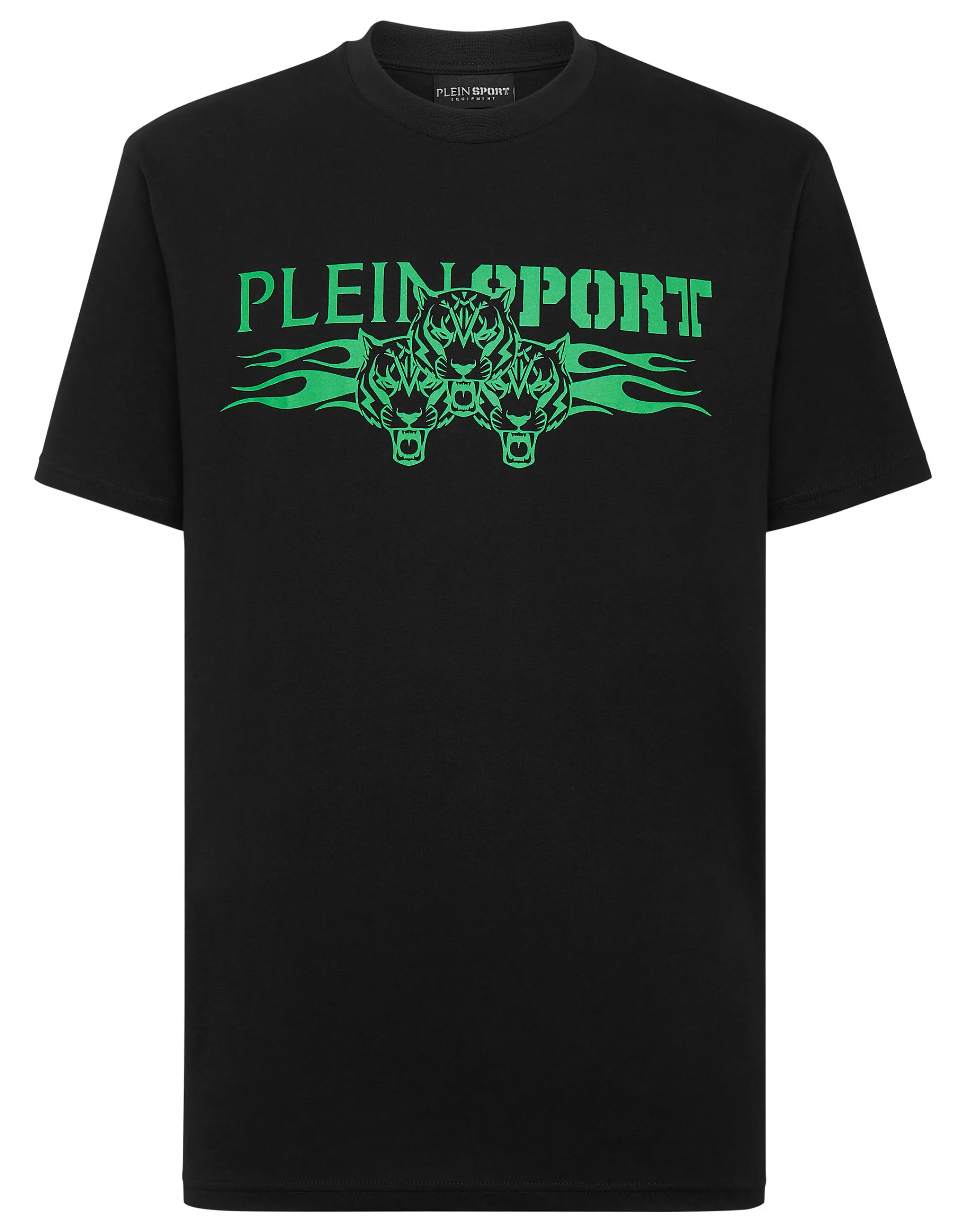 Cheap Plein Sport T-Shirt Round Neck Ss Tiger Black+Green Fluo