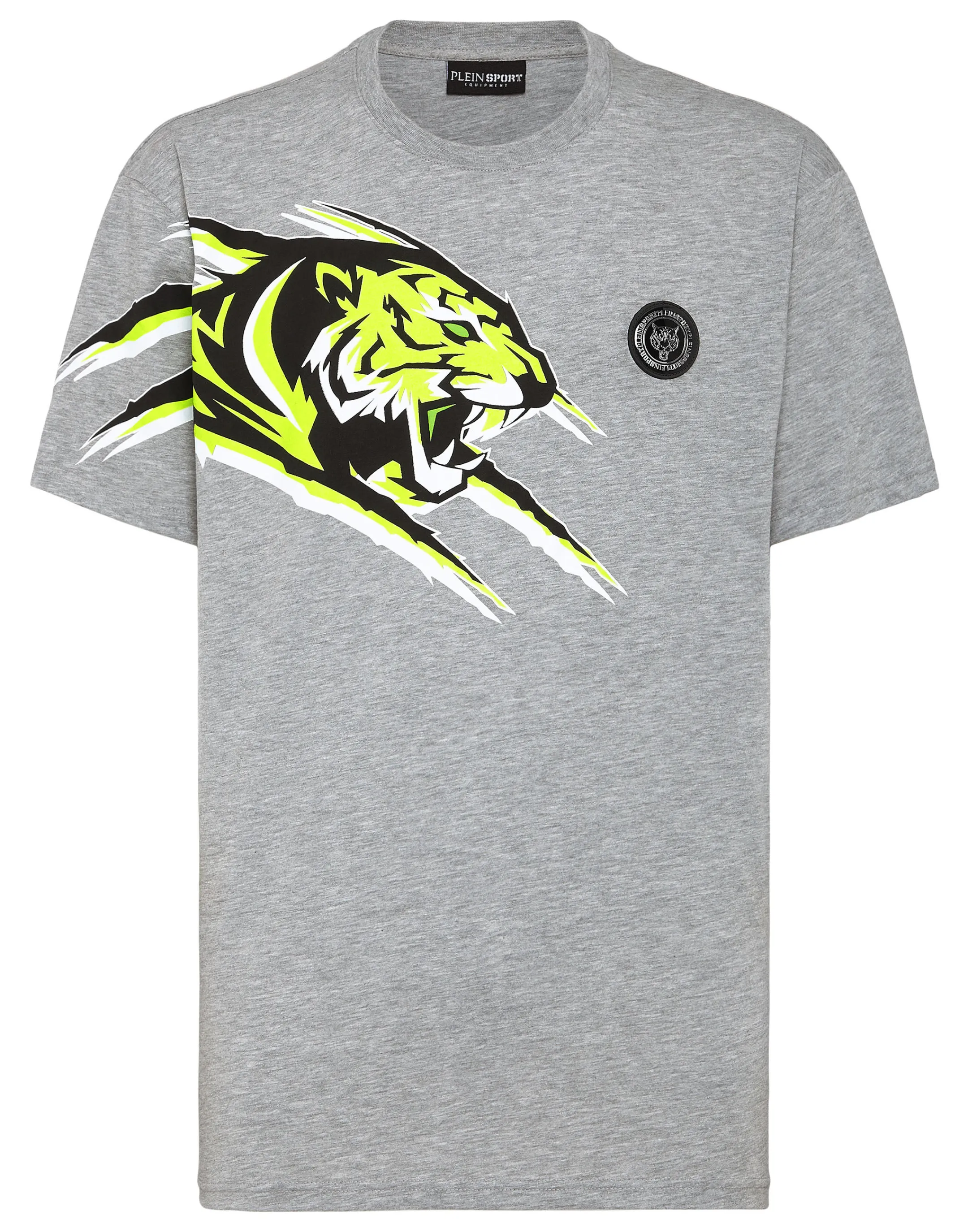 Shop Plein Sport T-Shirt Round Neck Ss Tiger Grey/Green Fluo