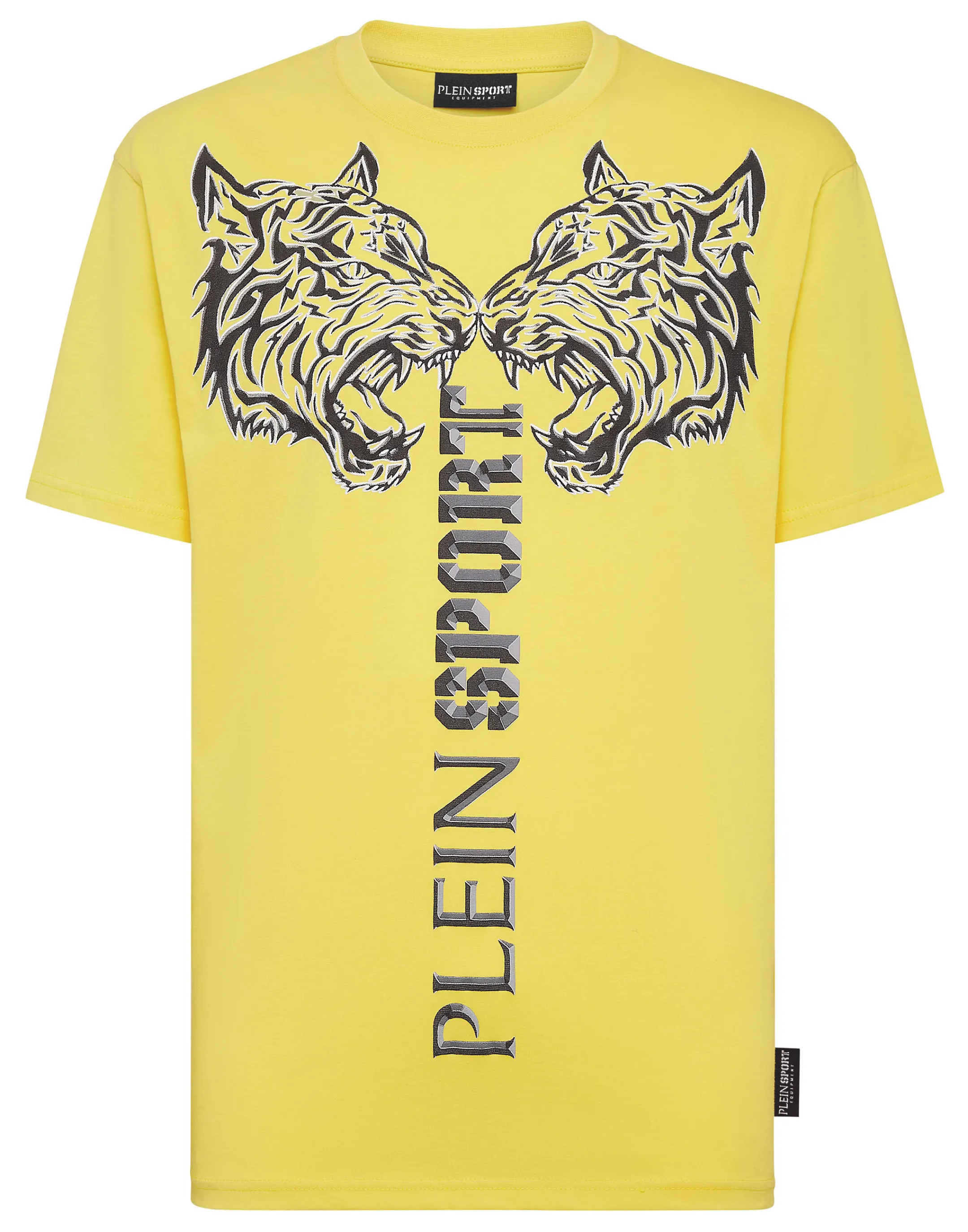 Best Sale Plein Sport T-Shirt Round Neck Ss Tiger Yellow Fluo