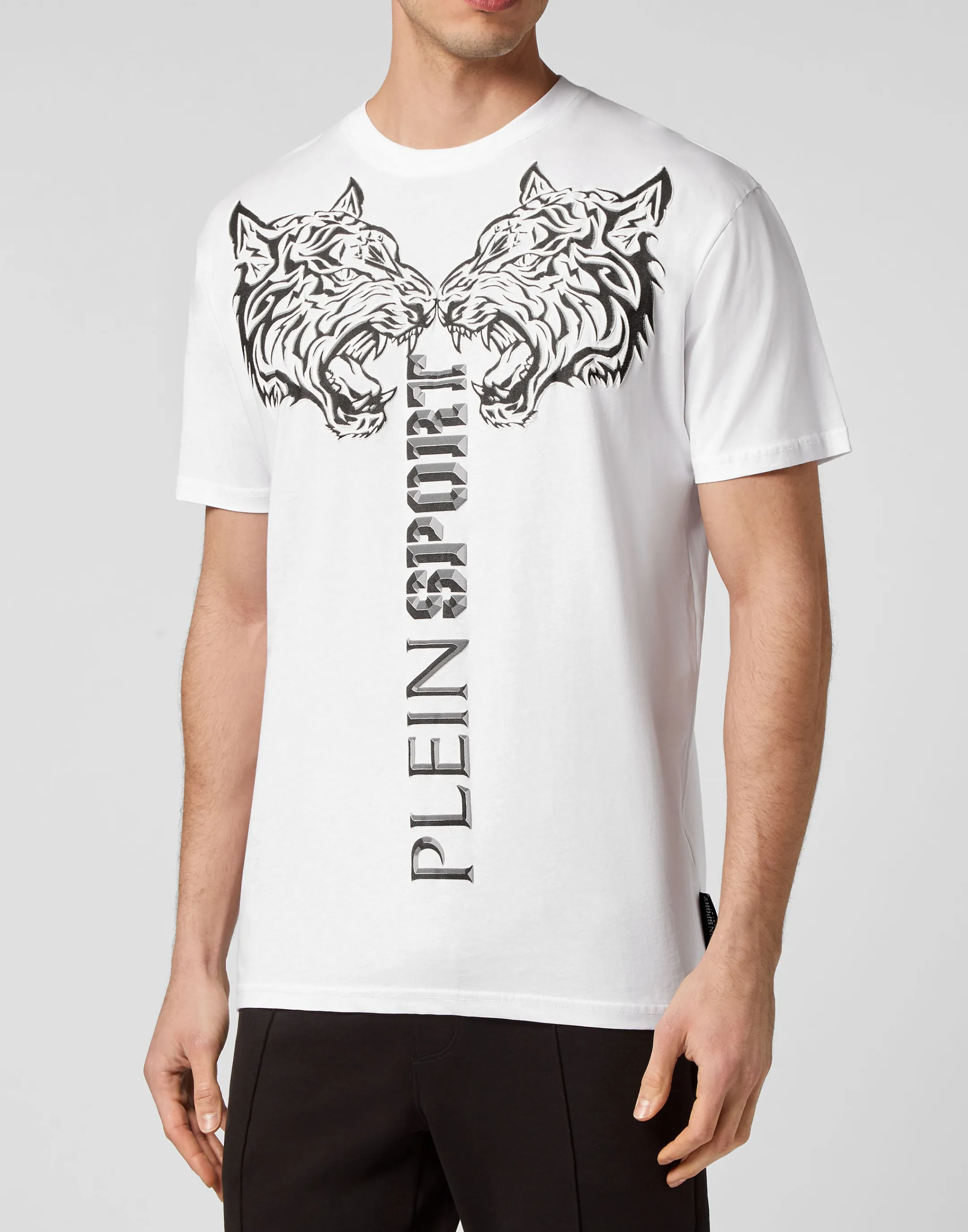 Store Plein Sport T-Shirt Round Neck Ss Tiger White / Black