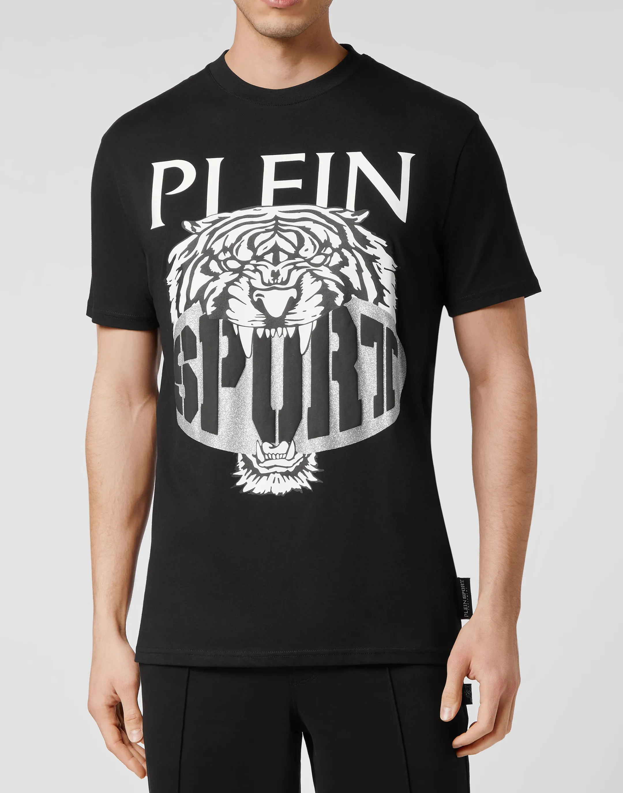 Sale Plein Sport T-Shirt Round Neck Ss Tiger Black / White