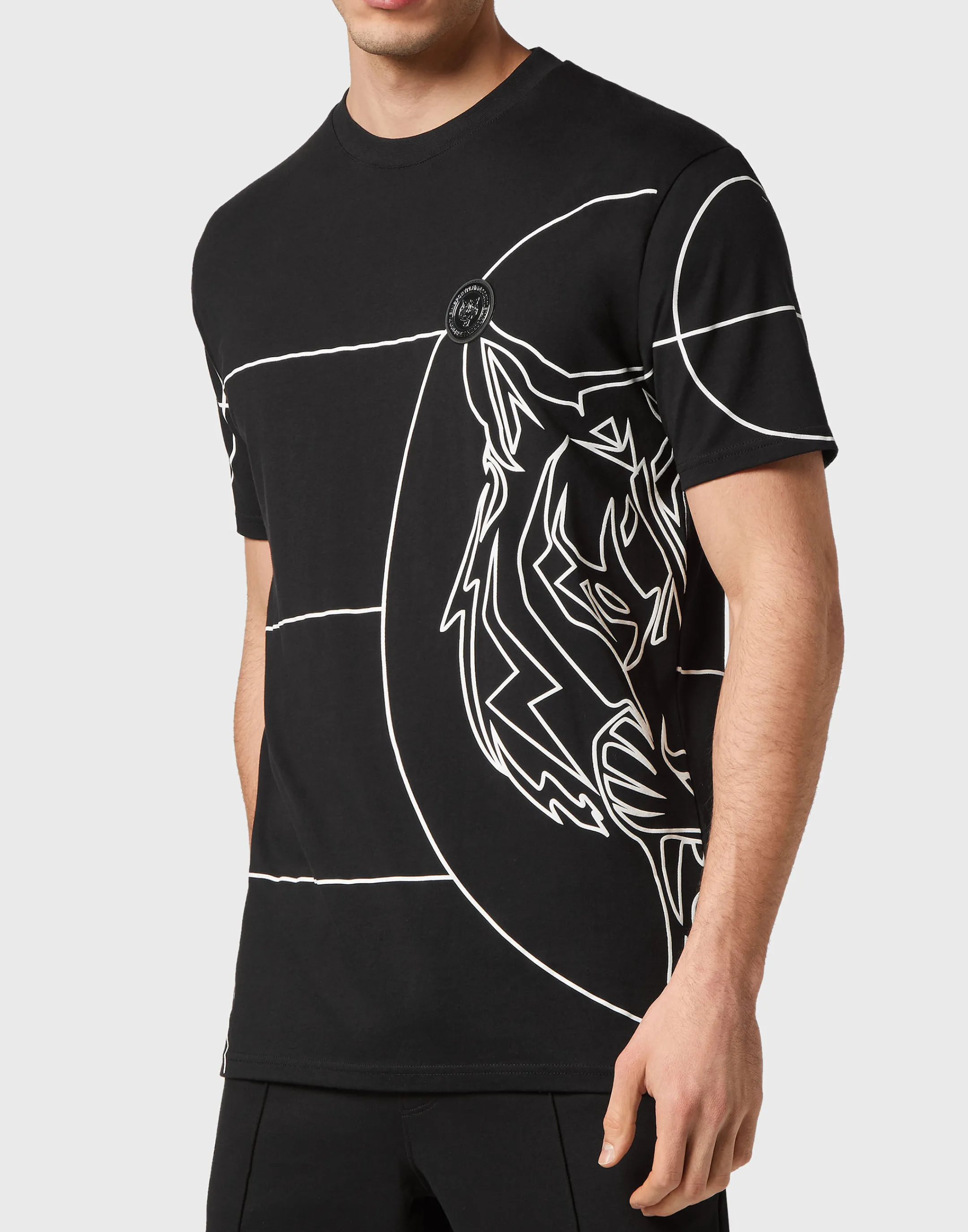 Best Plein Sport T-Shirt Round Neck Ss Tiger Black / White