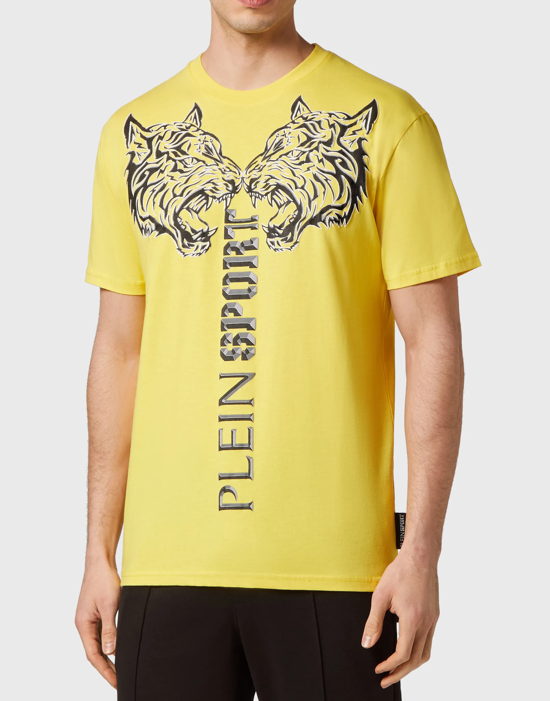 Best Sale Plein Sport T-Shirt Round Neck Ss Tiger Yellow Fluo