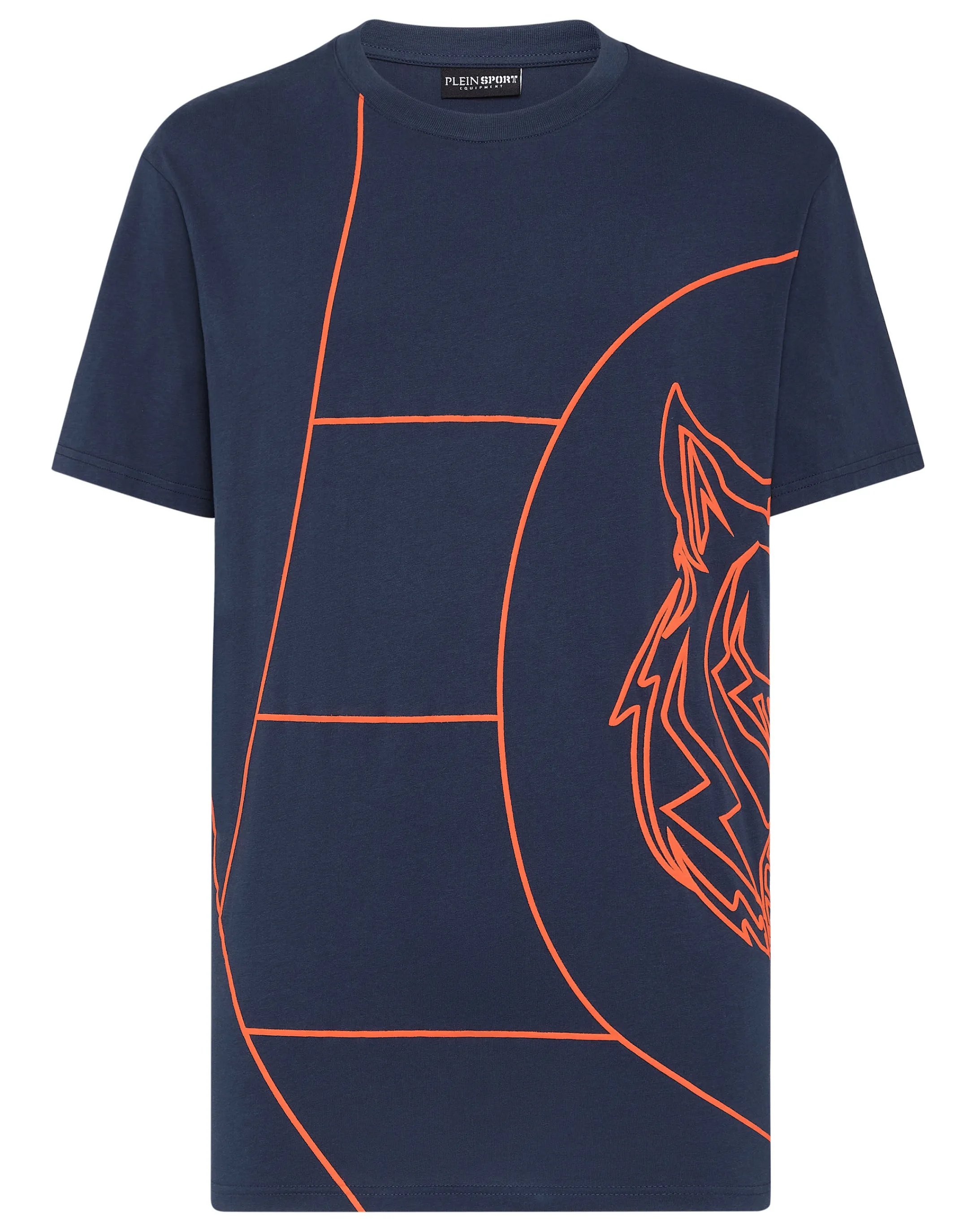 Hot Plein Sport T-Shirt Round Neck Ss Tiger Court Edition Dark Blue / Orange