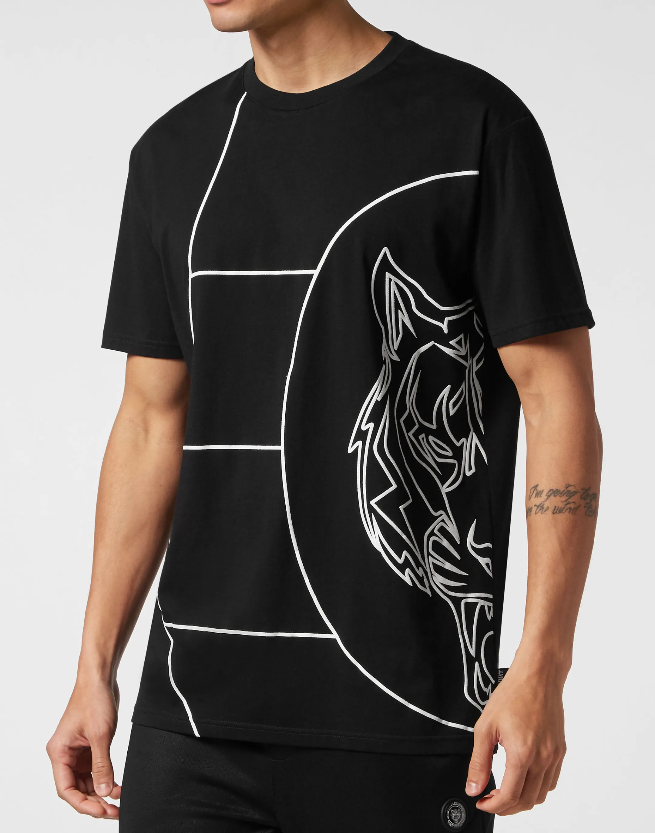 Shop Plein Sport T-Shirt Round Neck Ss Tiger Court Edition Black / White