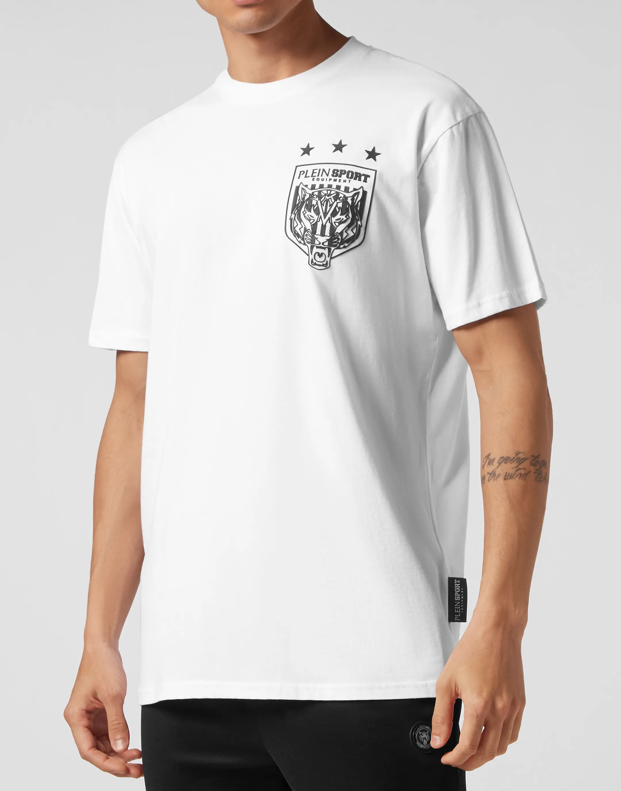 Shop Plein Sport T-Shirt Round Neck Ss Tiger Crest Edition White