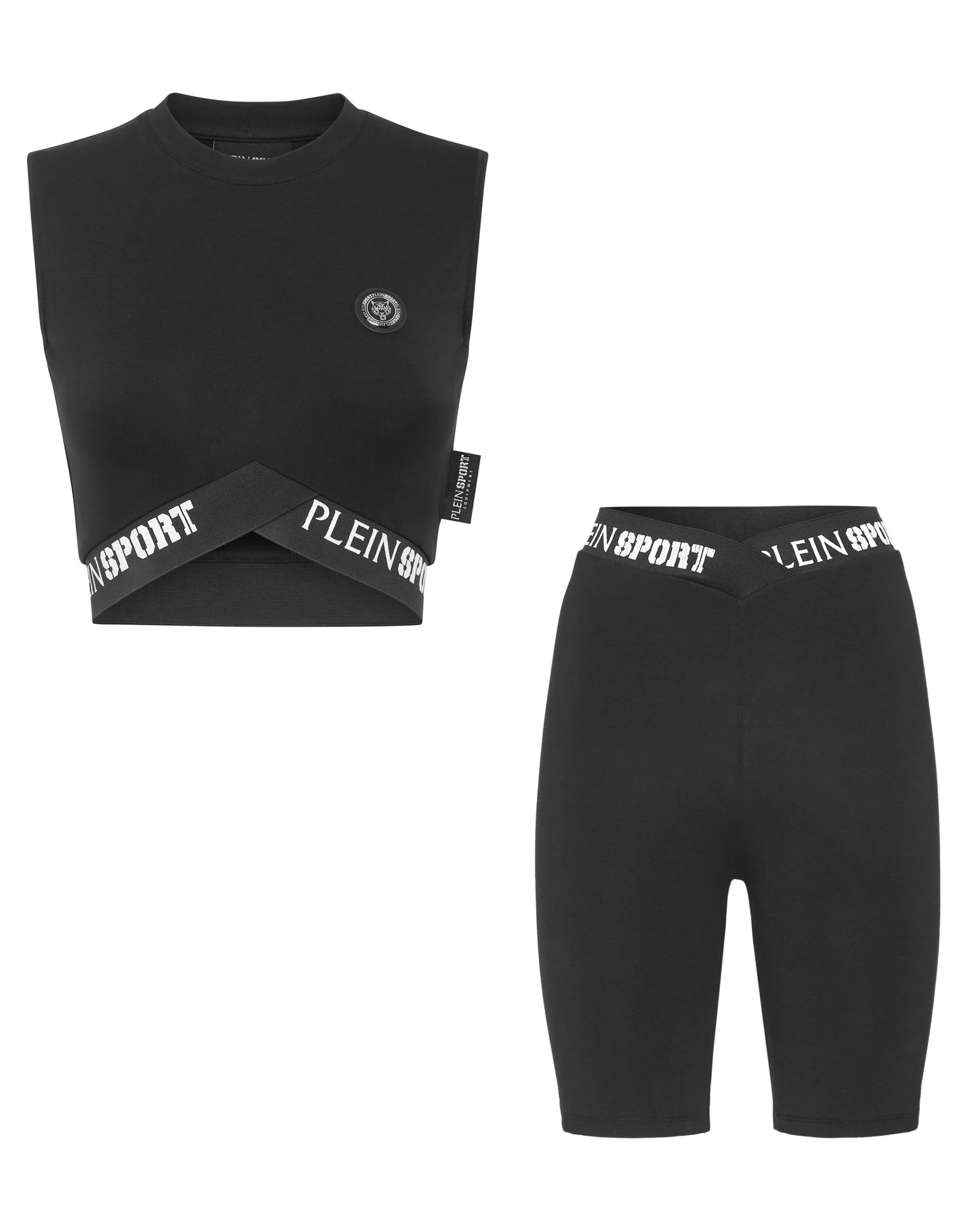 Flash Sale Plein Sport Workout Set: Shorts+Tank Top Black