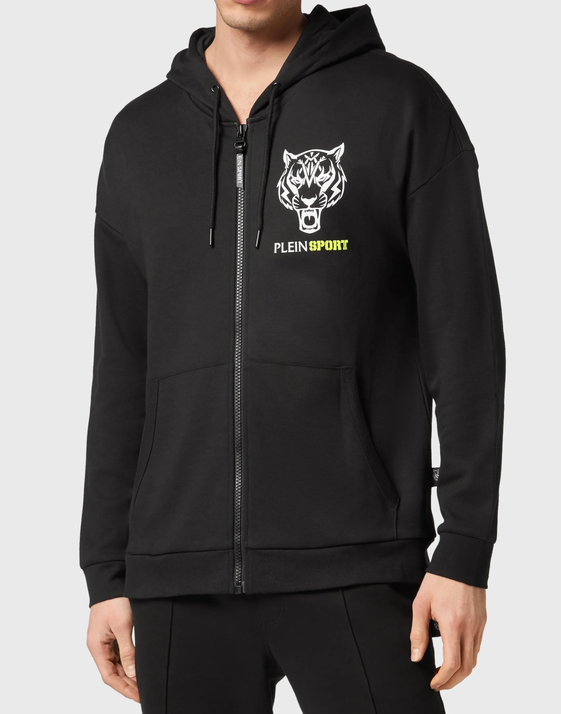 Discount Plein Sport Zipped Hoodie Sweatshirt Black / Yellow