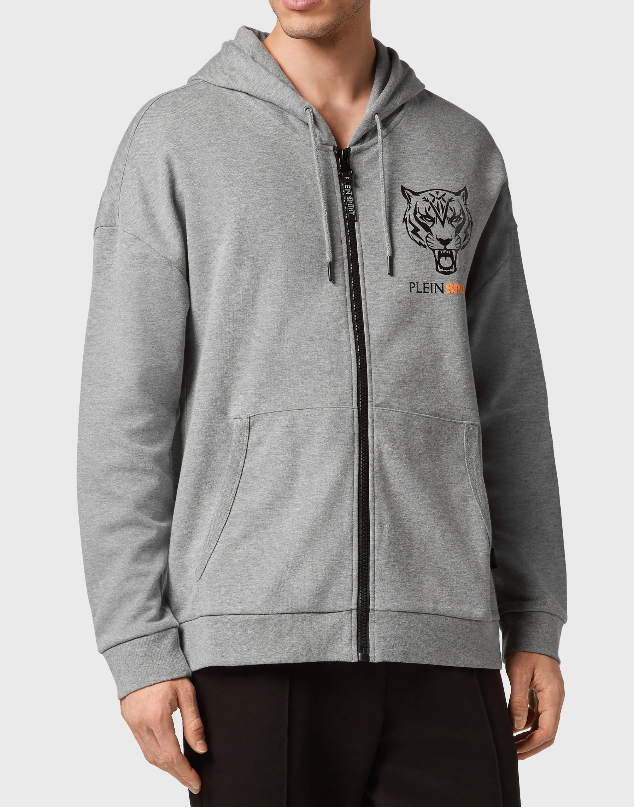 Online Plein Sport Zipped Hoodie Sweatshirt Grey